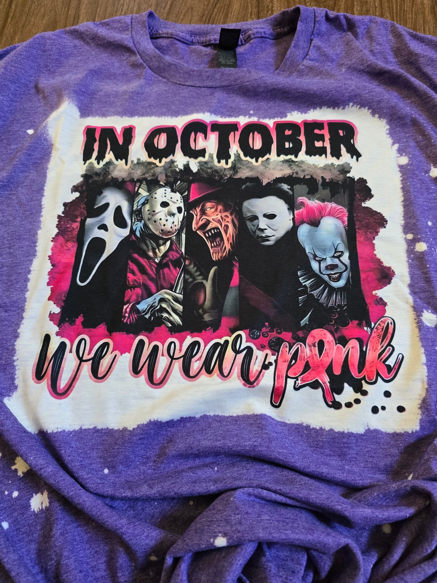 Horror: In October We Wear Pink Bleached Shirt