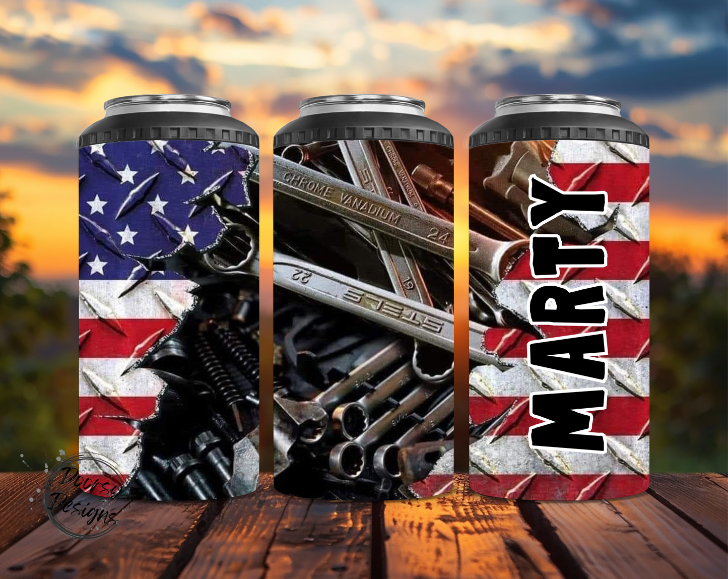 Mechanic US Flag Can Cooler