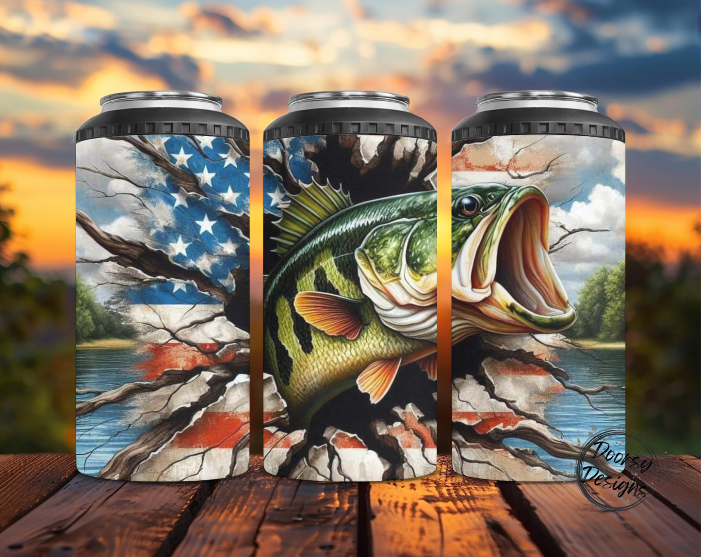 US Flag Fishing Can Cooler