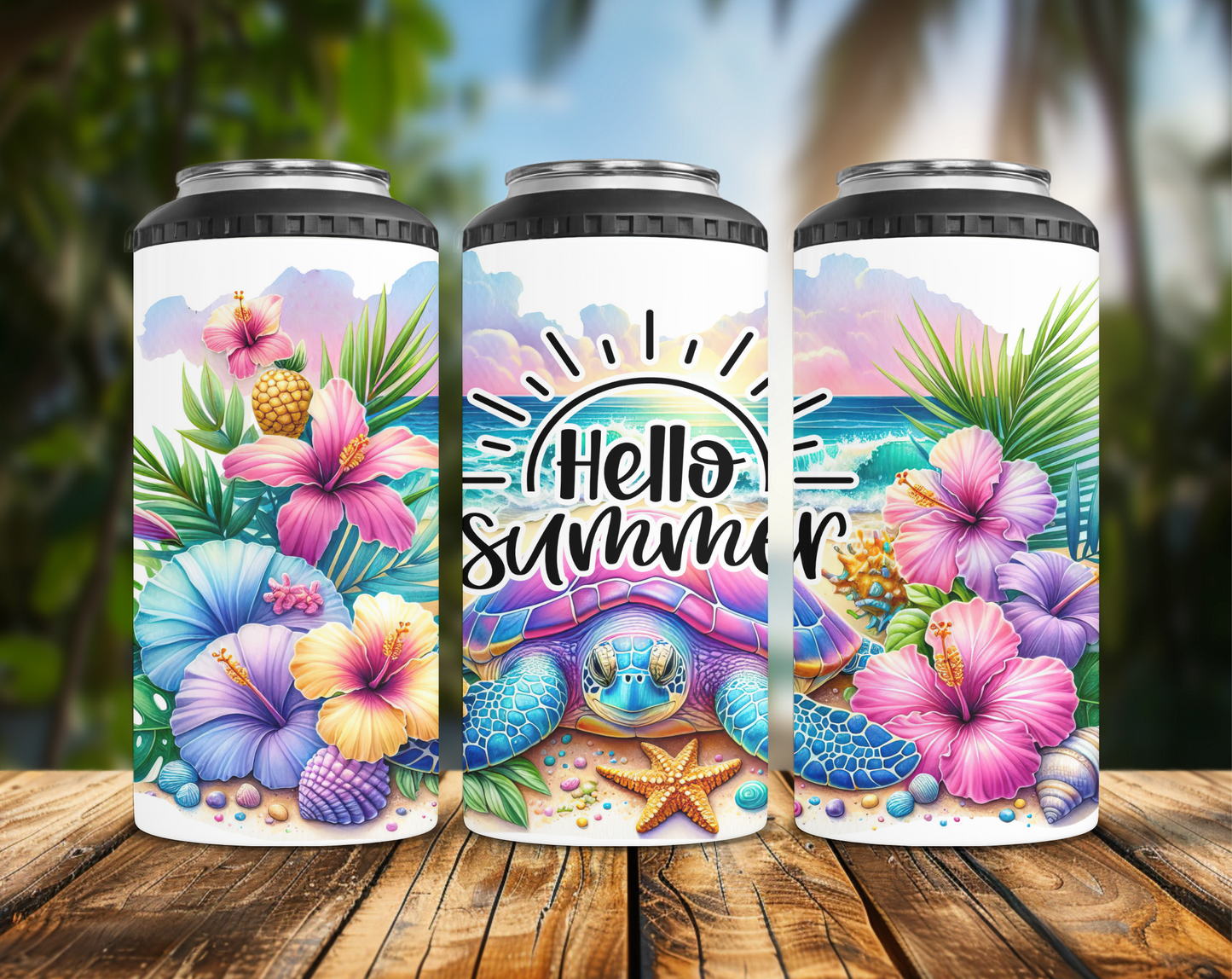 Turtle Hello Summer Can Cooler