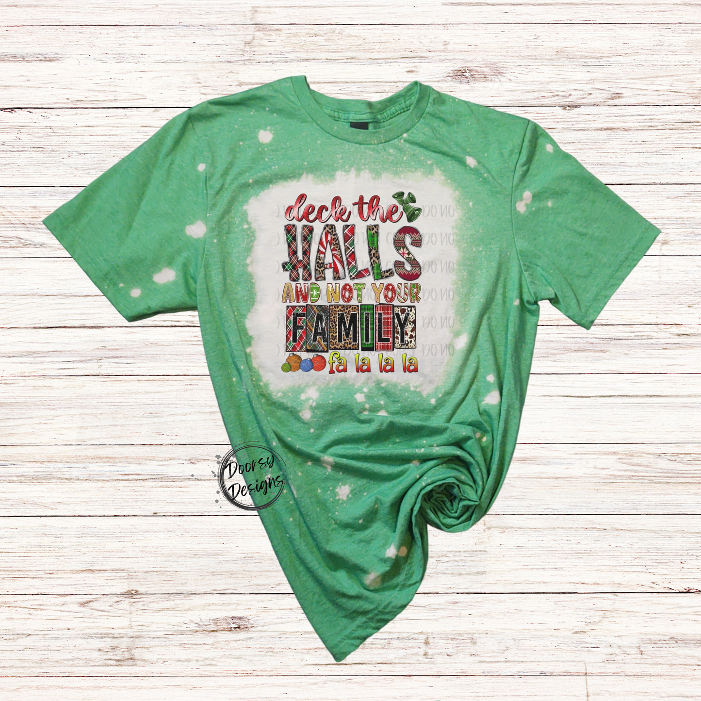 Deck the Halls Bleached Christmas Shirt