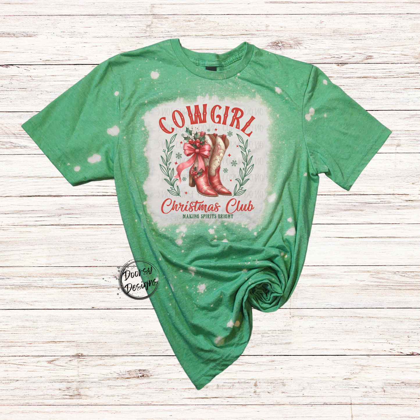 Cowgirl Christmas Club Bleached Shirt
