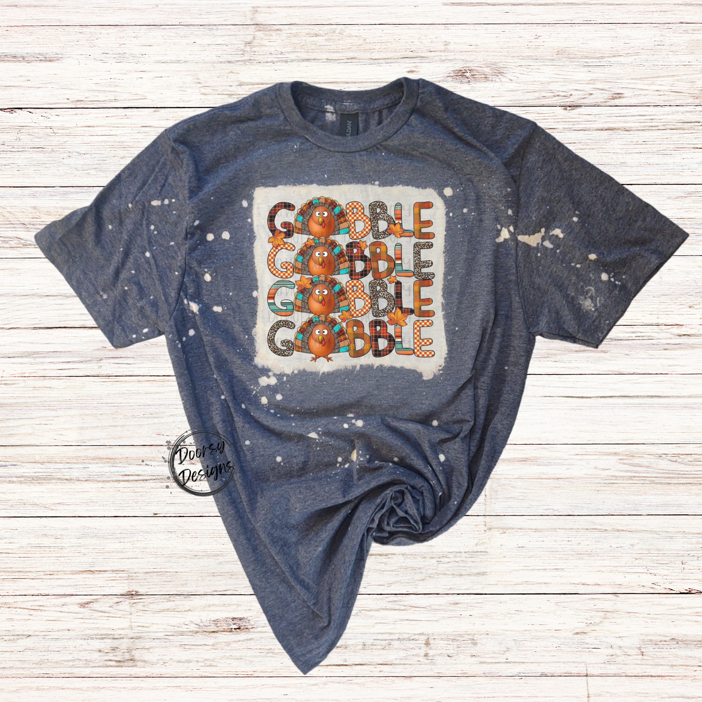 Gobble Gobble Bleached Thanksgiving Shirt