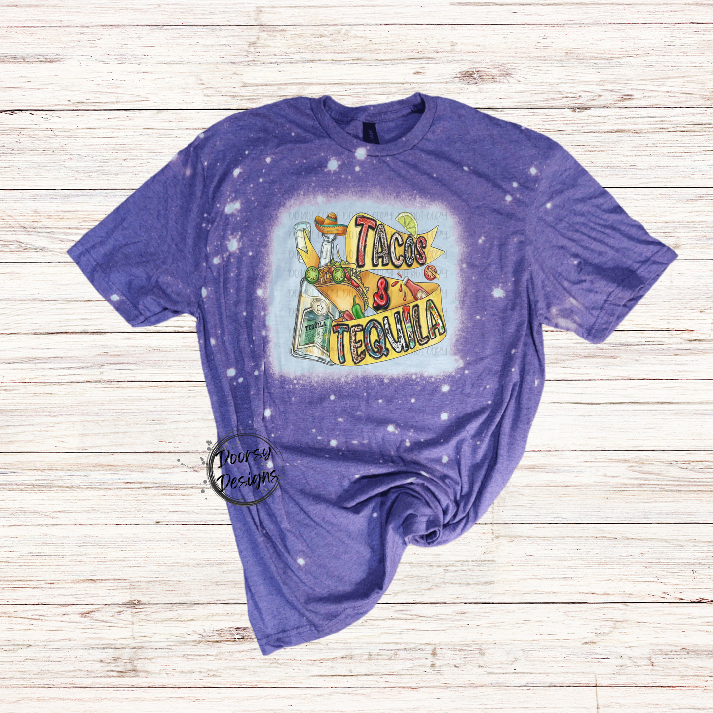 Tacos and Tequila Bleached T-Shirt