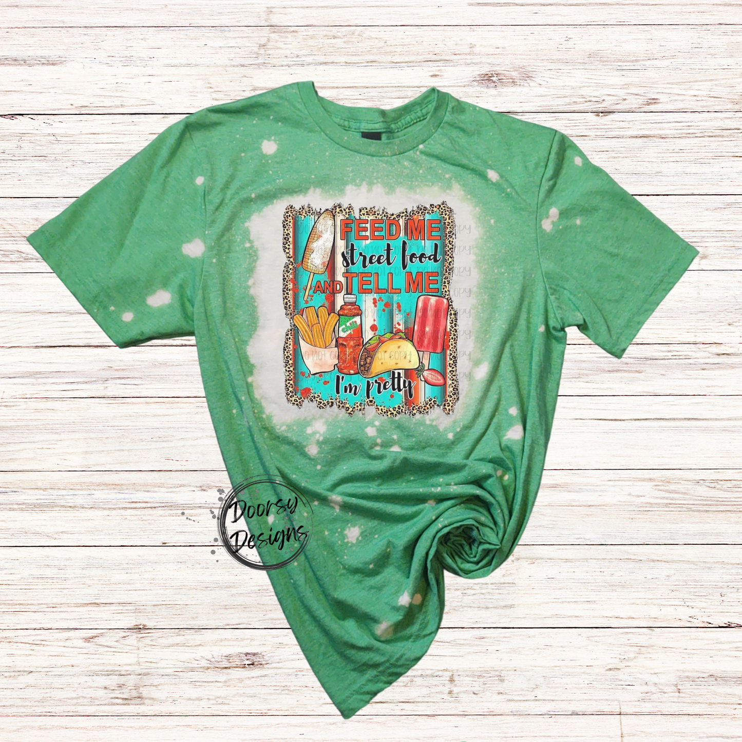 Feed Me Mexican Street Food Bleached T-Shirt