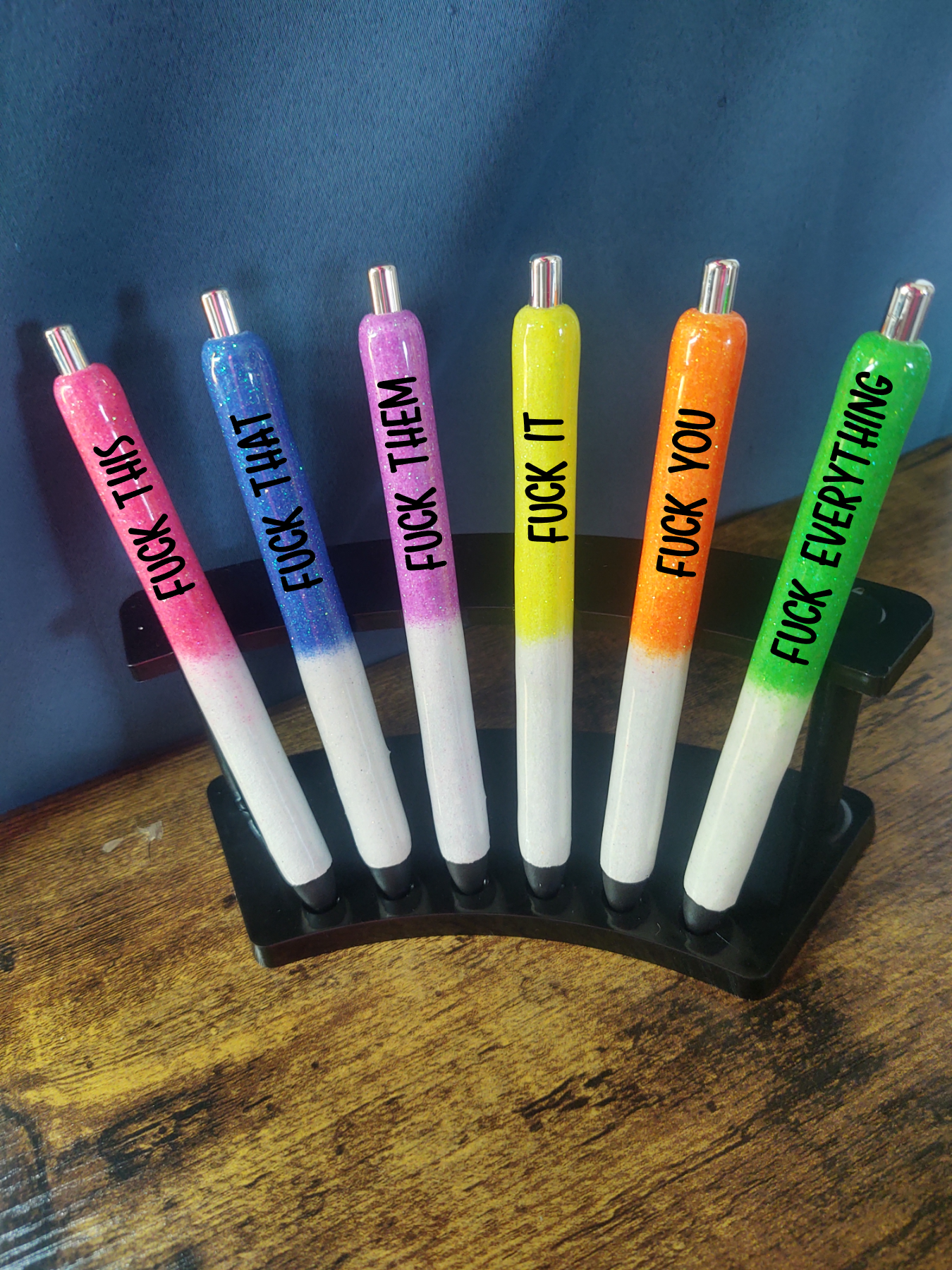 Curse Word Glitter Epoxy Pens, FUCK Pen Set