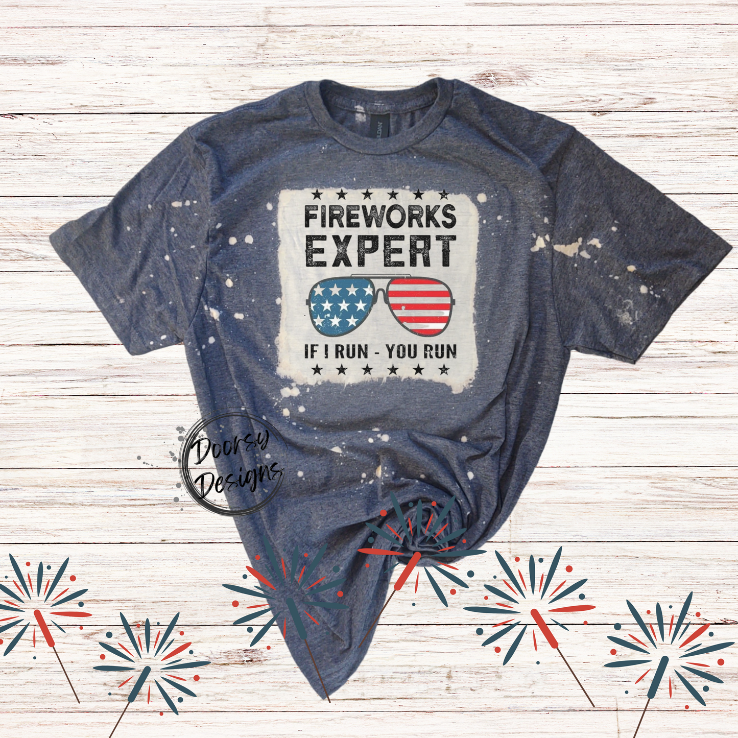 Fireworks Expert Bleached 4th of July Shirt