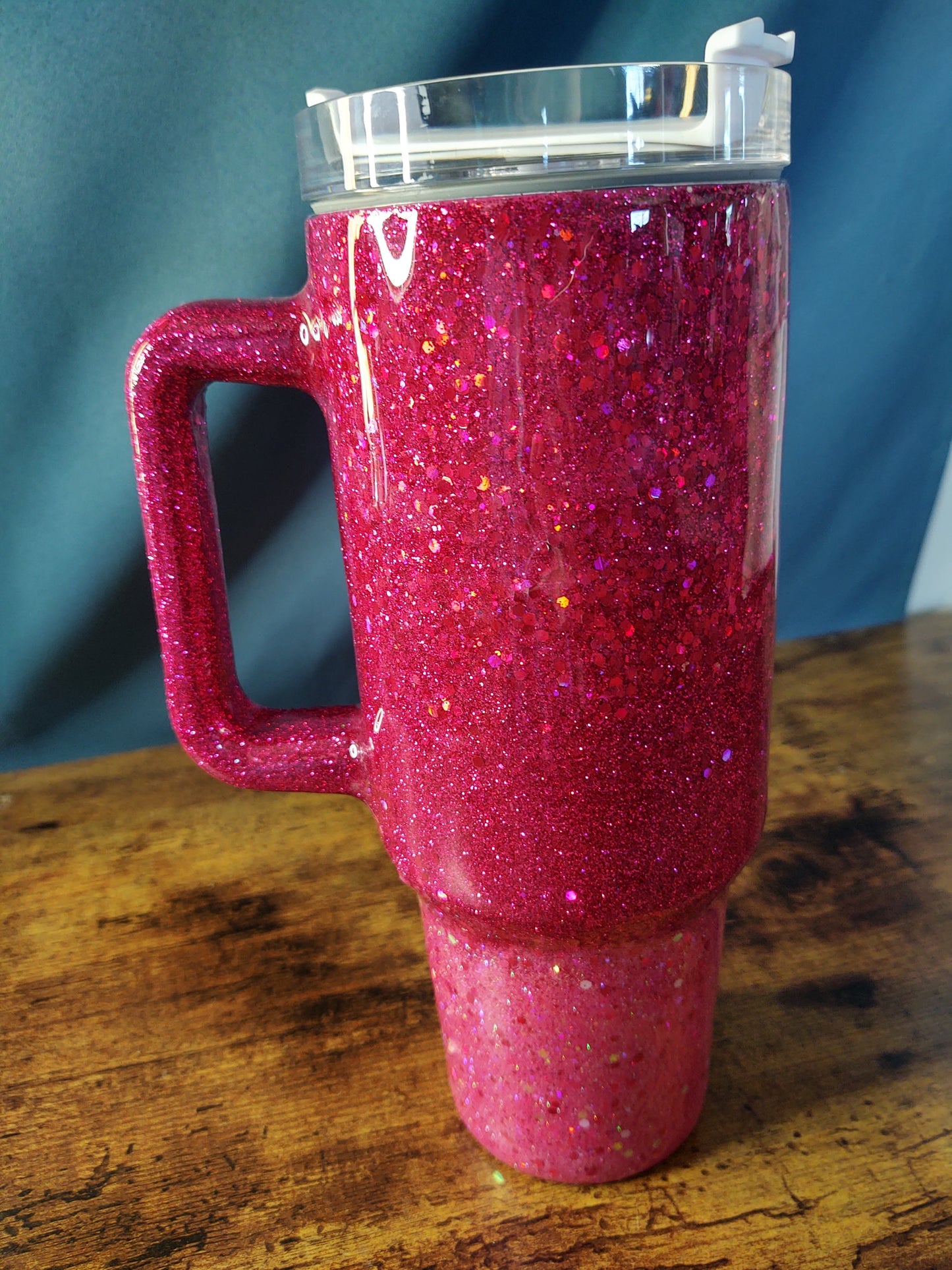 Fushia Ombre Chunky Glitter Epoxy 40oz Dupe Tumbler