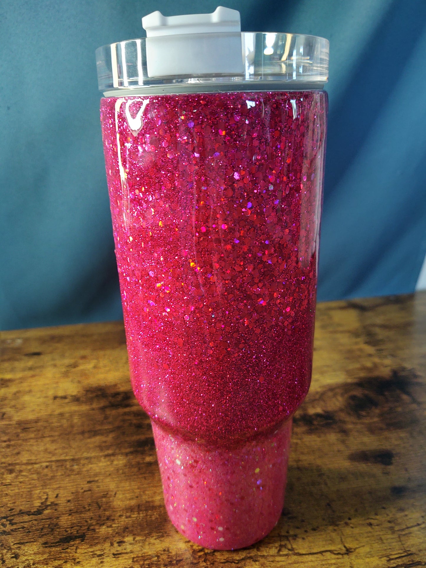 Fushia Ombre Chunky Glitter Epoxy 40oz Dupe Tumbler