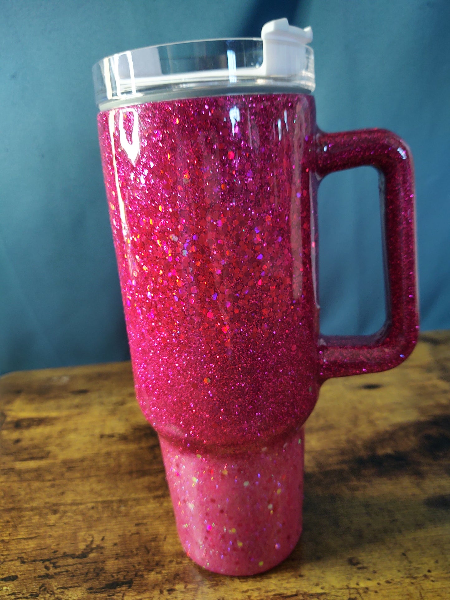 Fushia Ombre Chunky Glitter Epoxy 40oz Dupe Tumbler