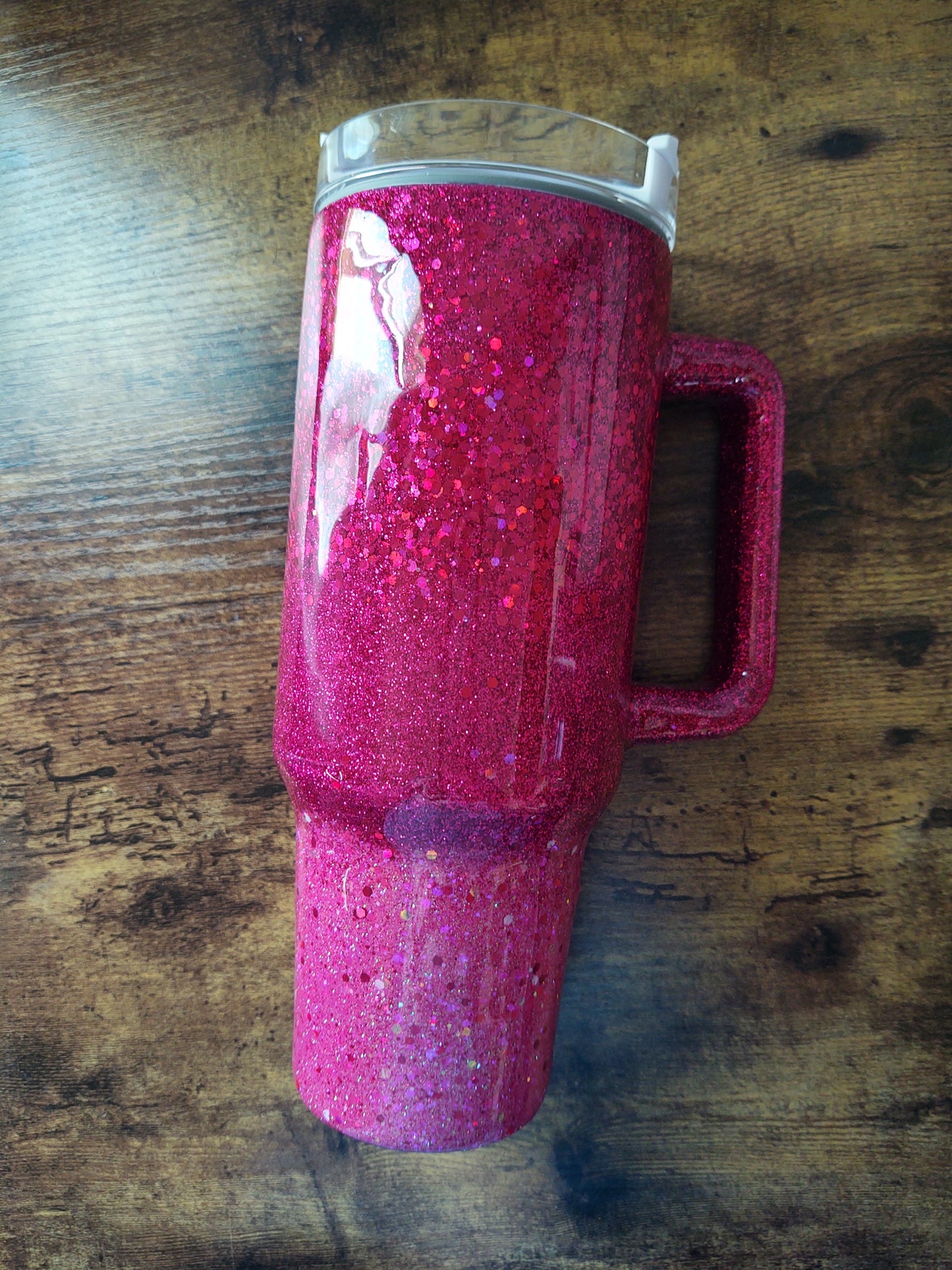 Fushia Ombre Chunky Glitter Epoxy 40oz Dupe Tumbler