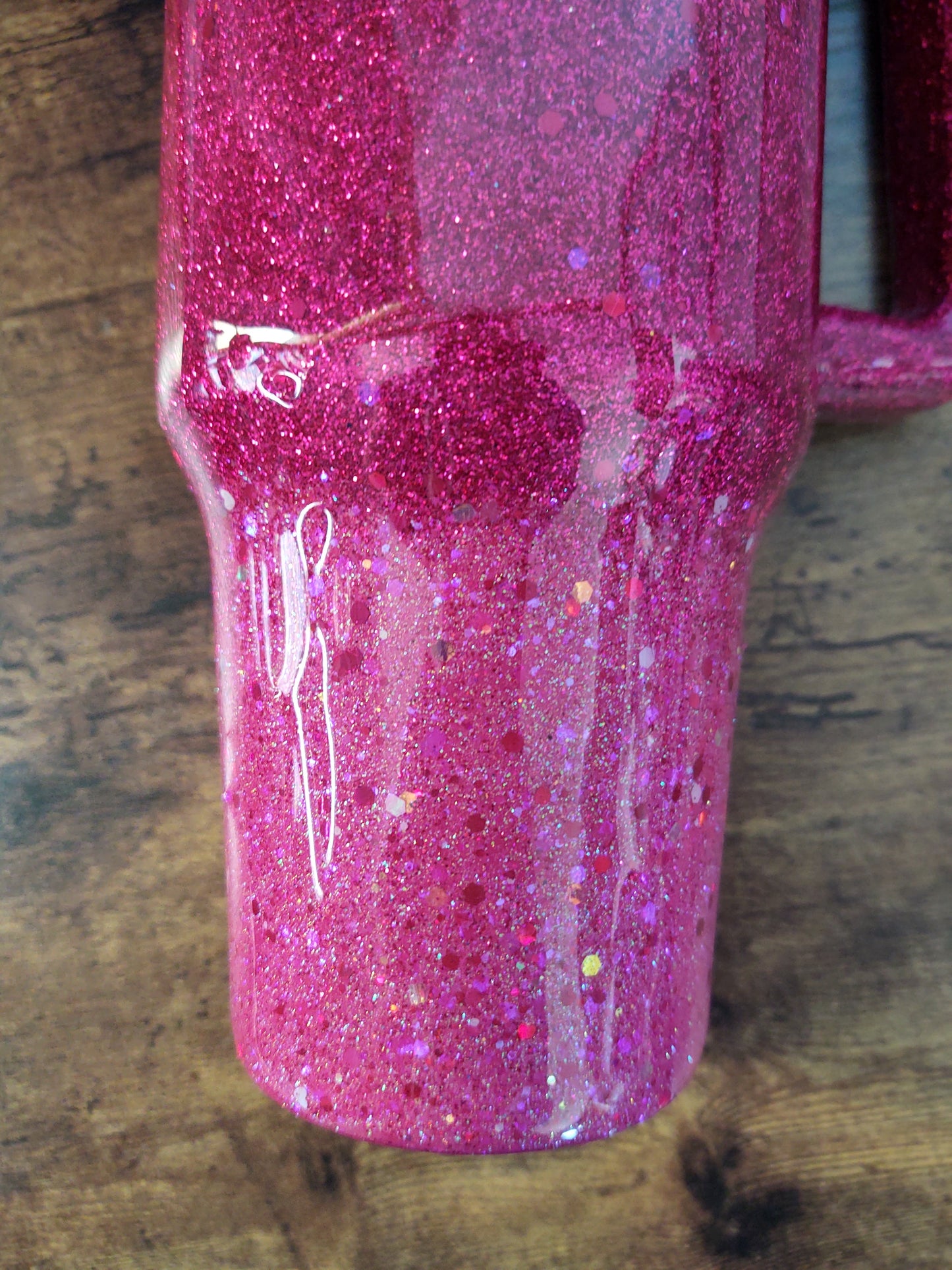 Fushia Ombre Chunky Glitter Epoxy 40oz Dupe Tumbler