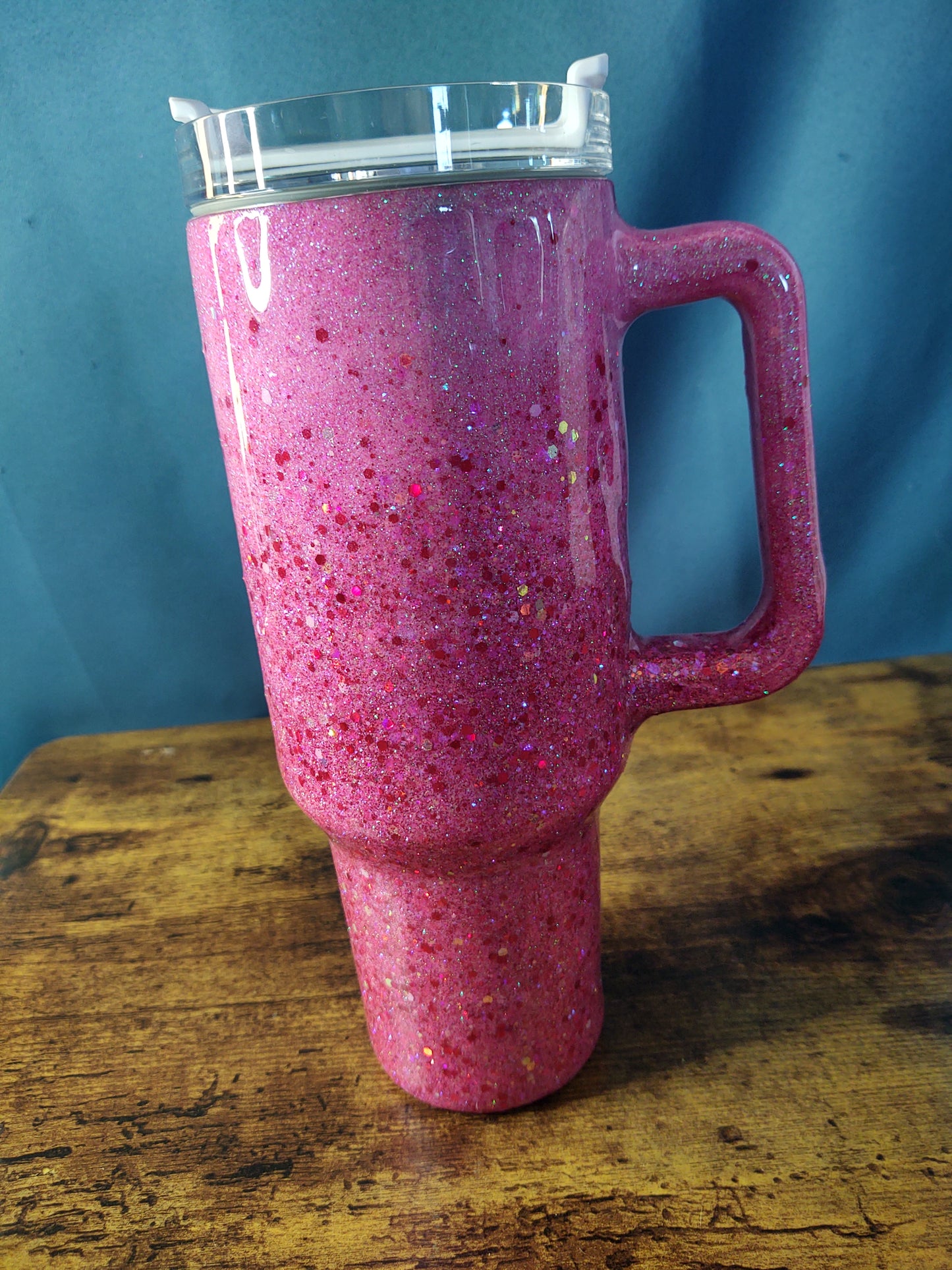 Light Pink Chunky Glitter Epoxy 40oz Dupe Tumbler