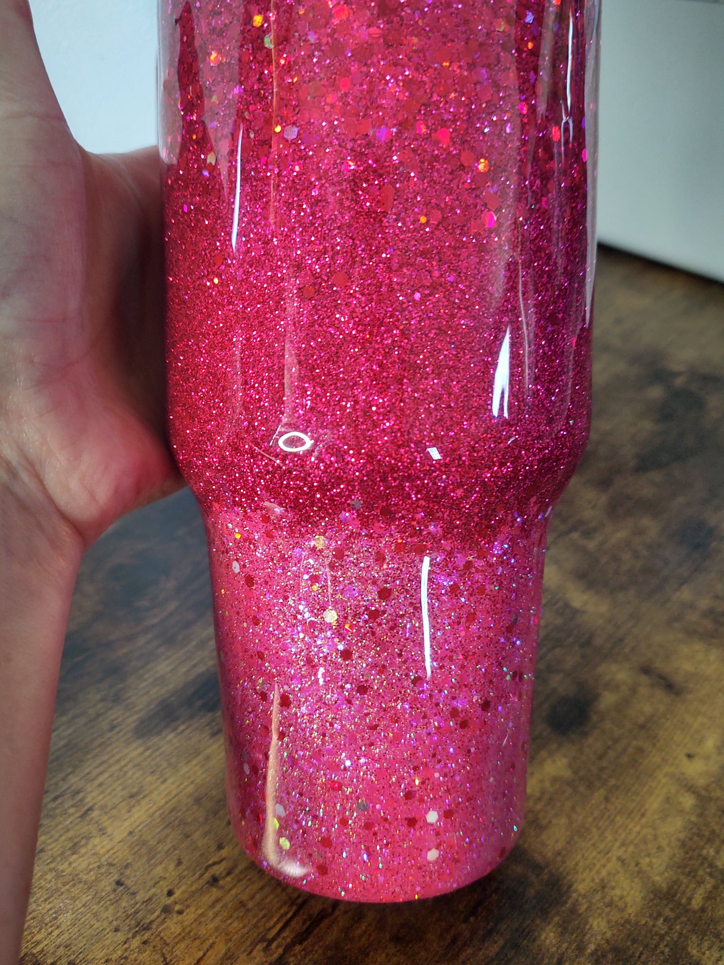 Fushia Ombre Chunky Glitter Epoxy 40oz Dupe Tumbler