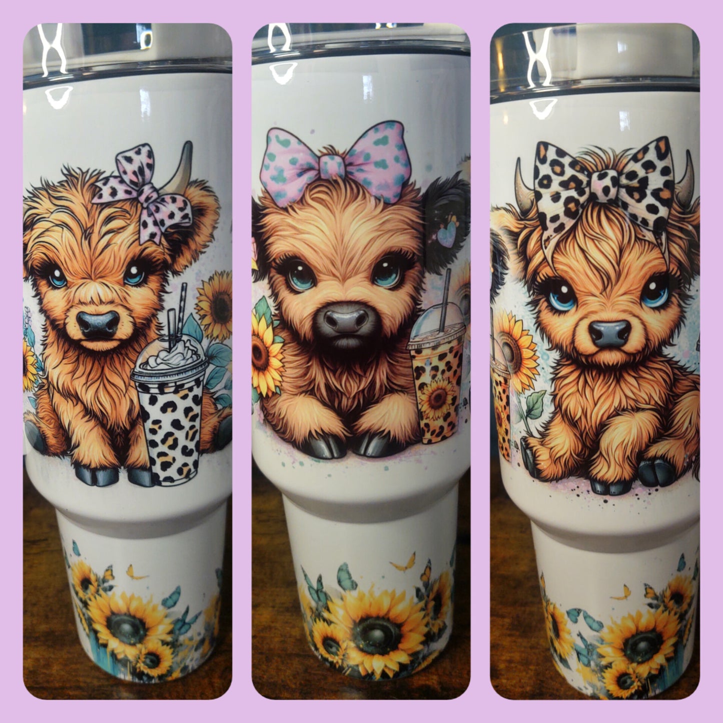 Baby Highlander Cows with Iced Coffee 40oz Sublimation Tumbler