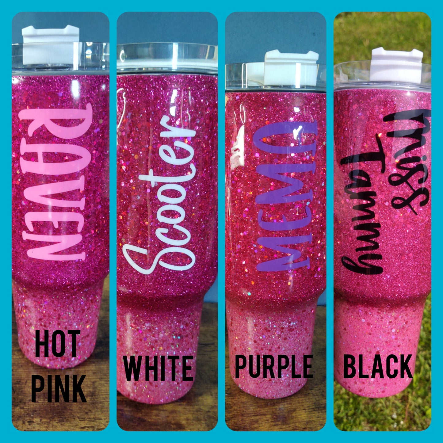 Fushia Ombre Chunky Glitter Epoxy 40oz Dupe Tumbler