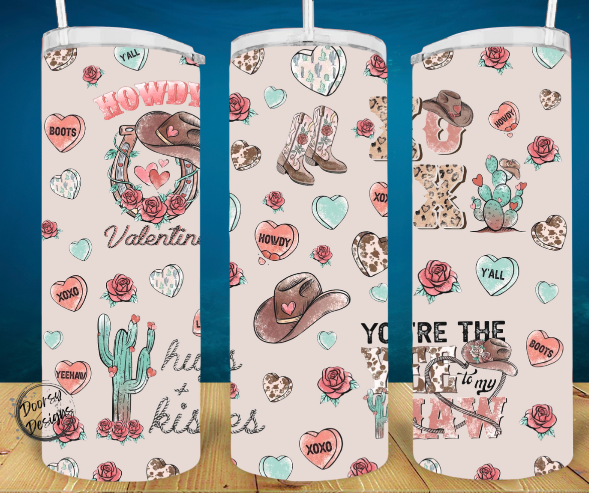 Howdy Valentine Sublimation Tumbler