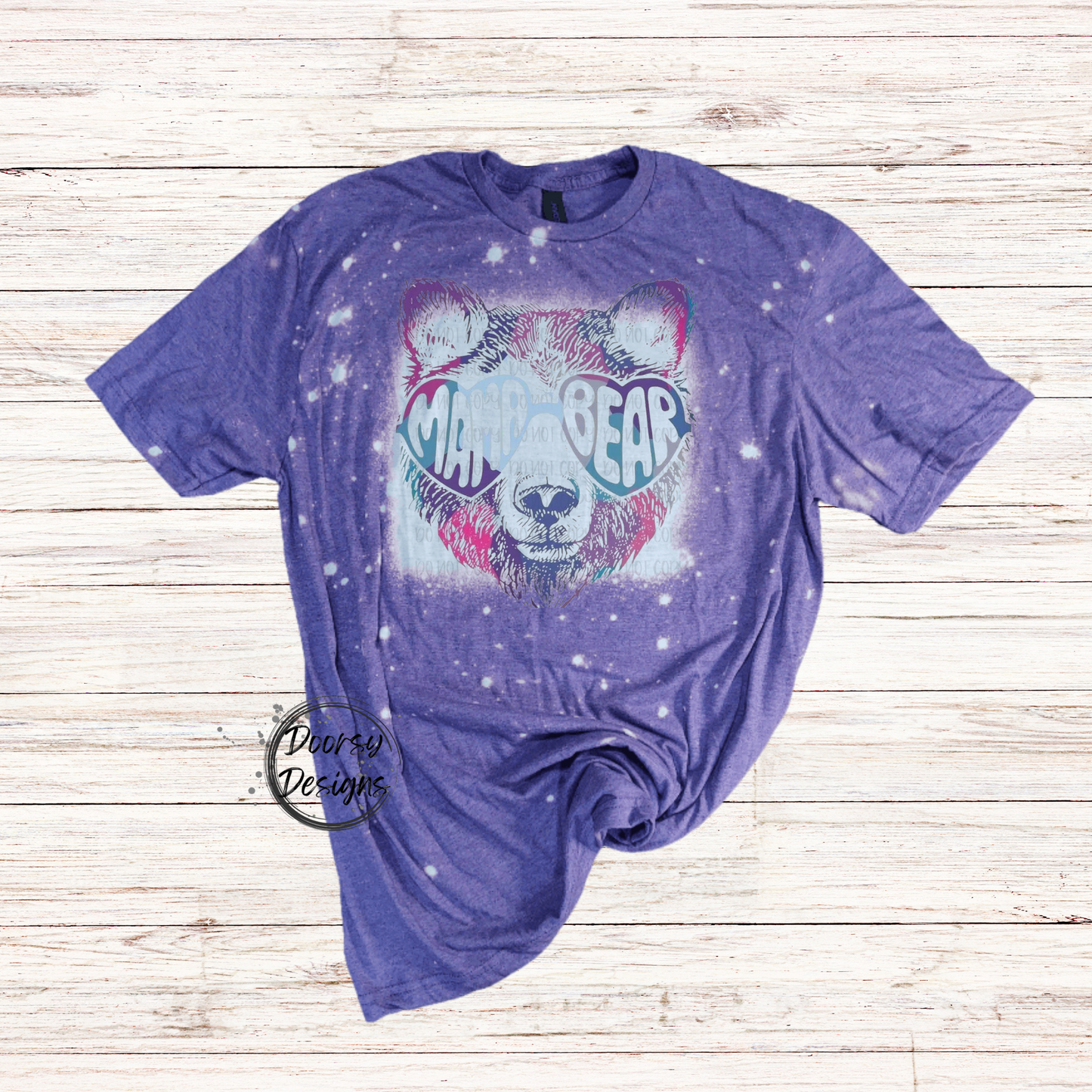Tie Dye Bear Bleached T-Shirt