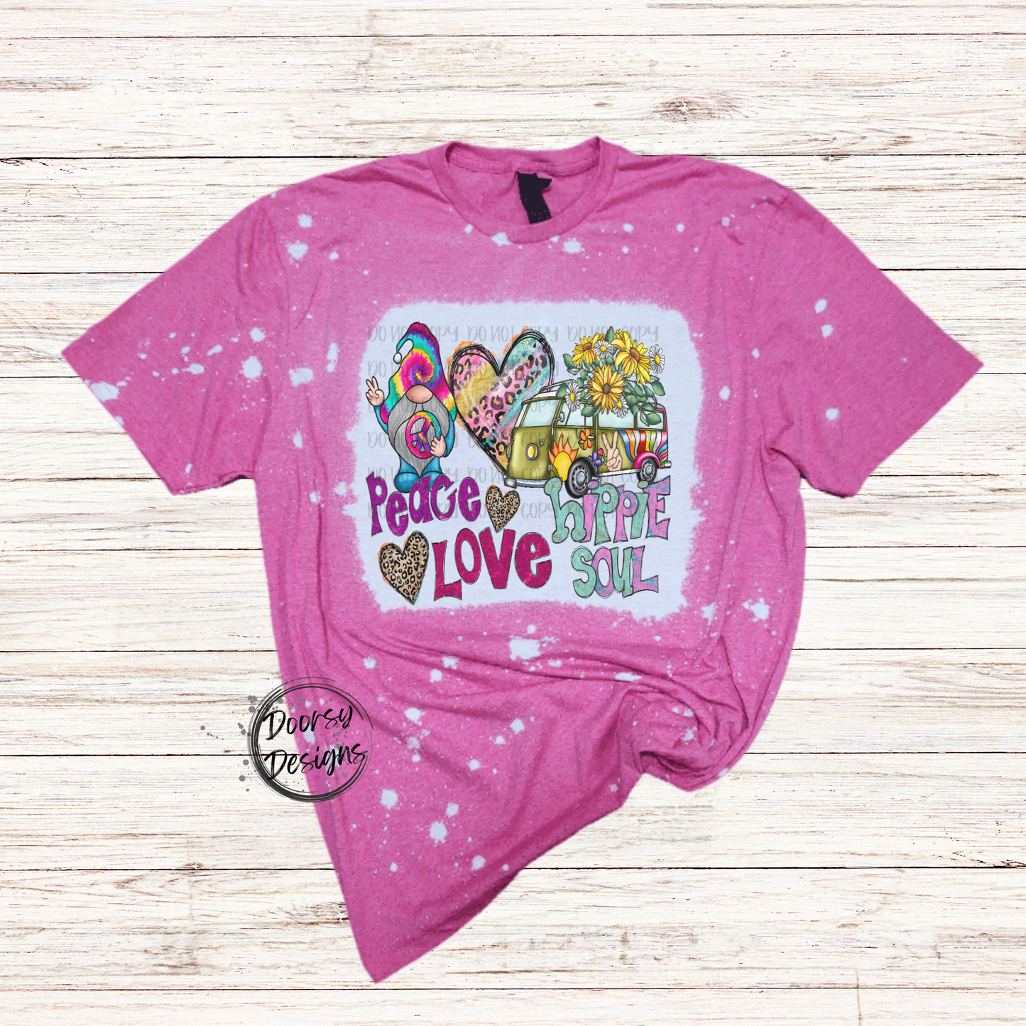 Peace Love Hippie Soul Bleached T-Shirt