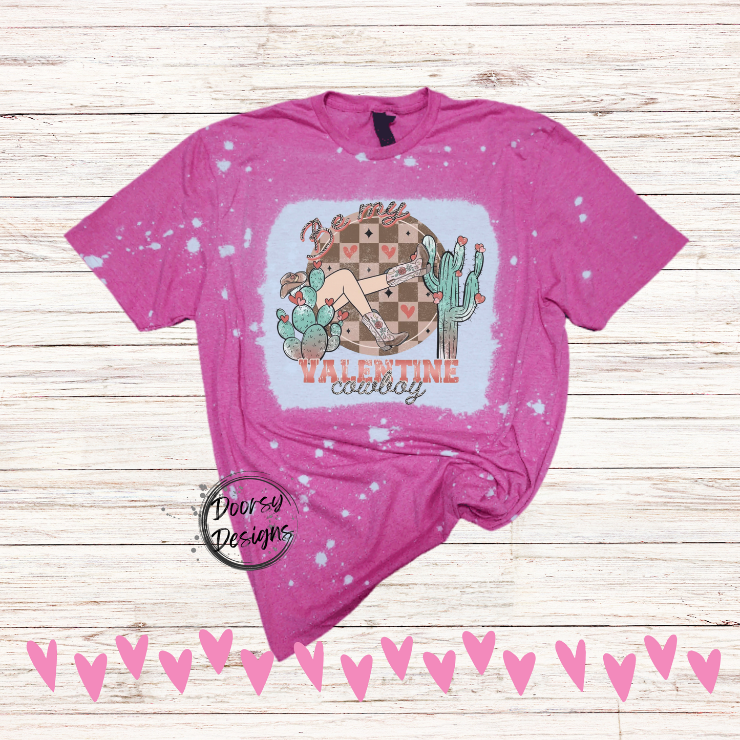 Multiple Cowgirl Bleached Valentine's Day T-Shirts