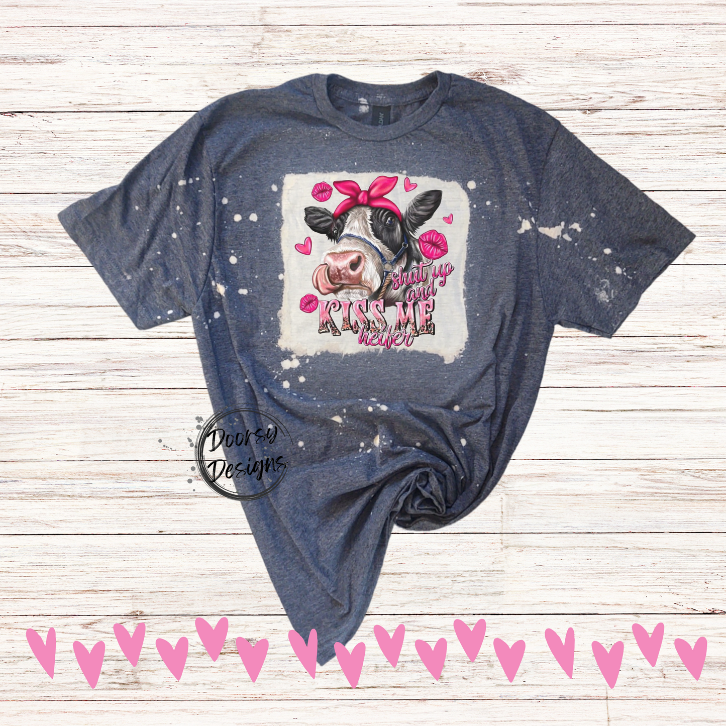 Multiple Cowgirl Bleached Valentine's Day T-Shirts