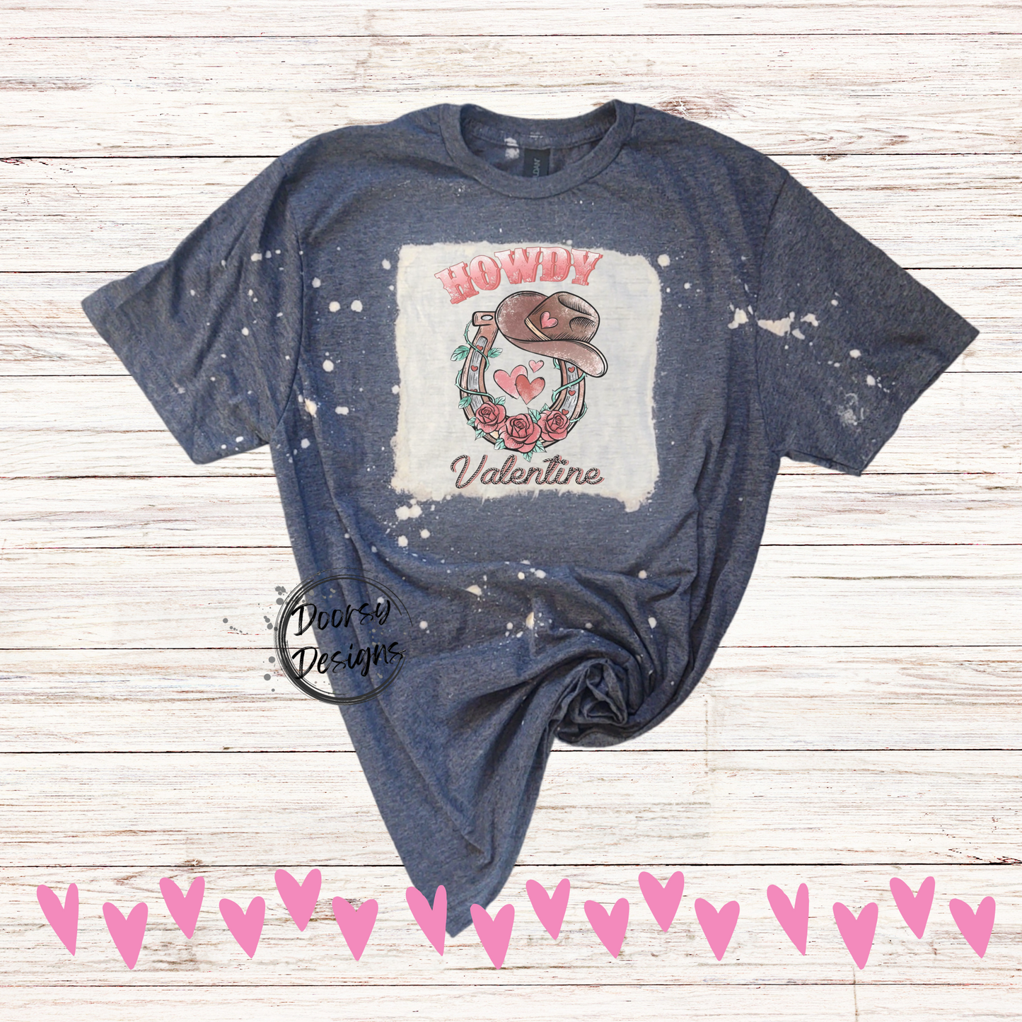 Multiple Cowgirl Bleached Valentine's Day T-Shirts