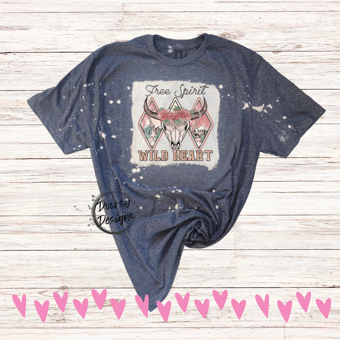 Multiple Cowgirl Bleached Valentine's Day T-Shirts