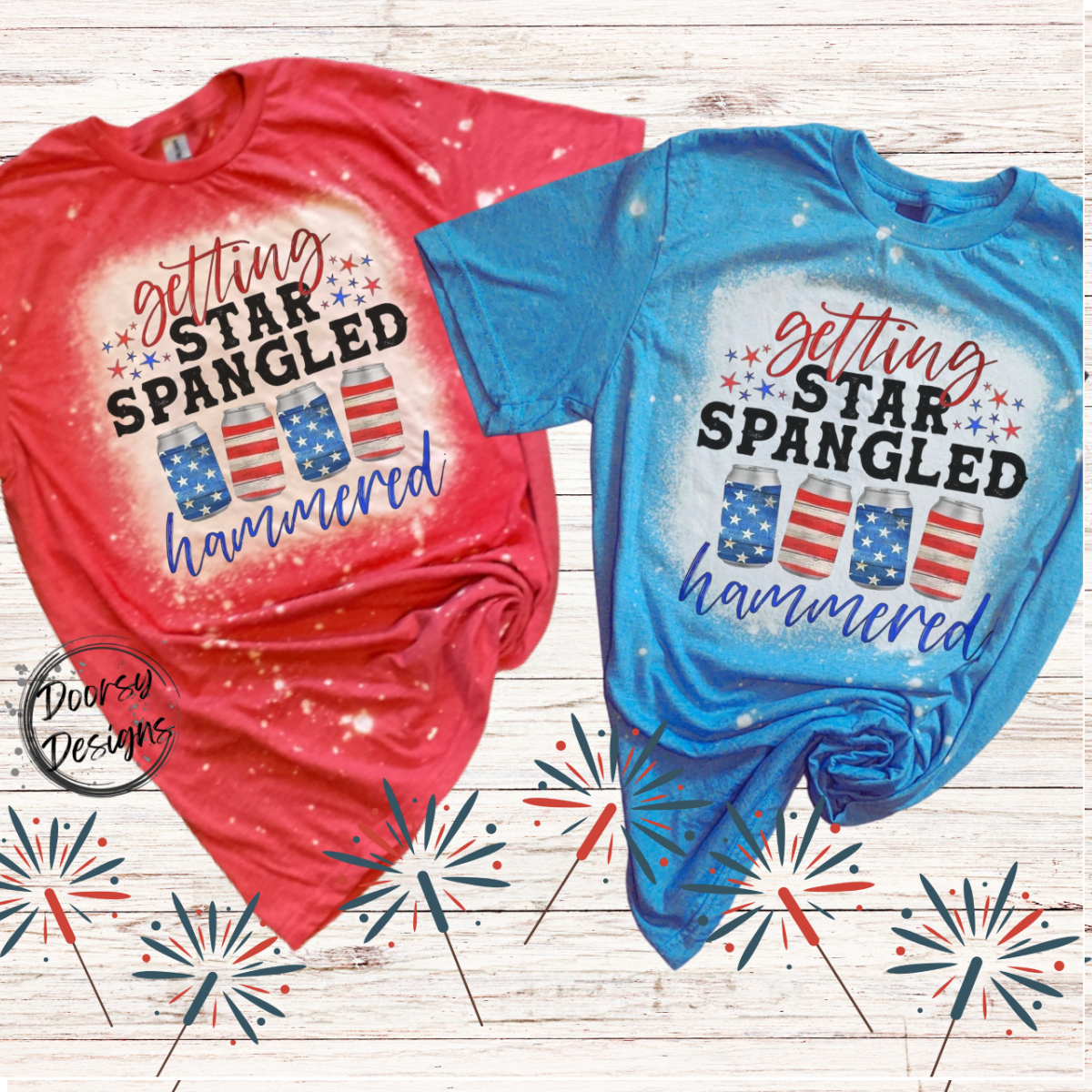 Star Spangled Hammered Bleached 4th of July Shirt