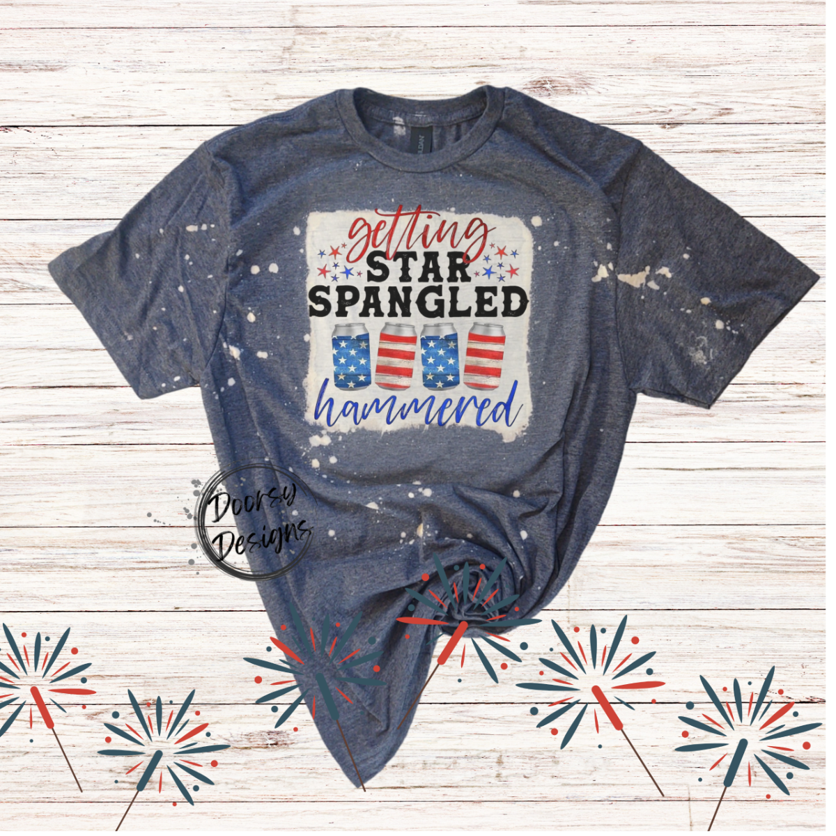 Star Spangled Hammered Bleached 4th of July Shirt