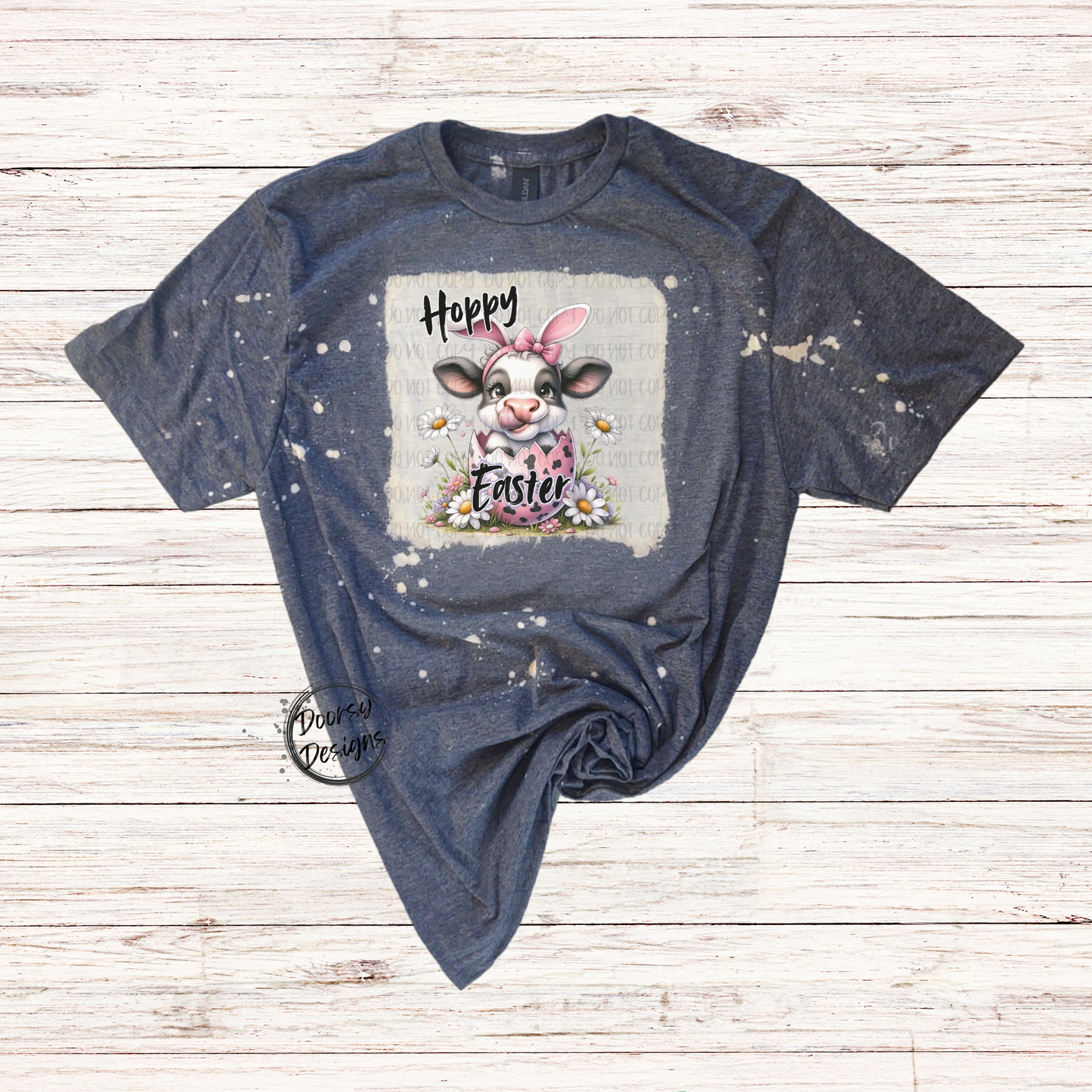 Hoppy Easter Baby Cow Bleached Shirt