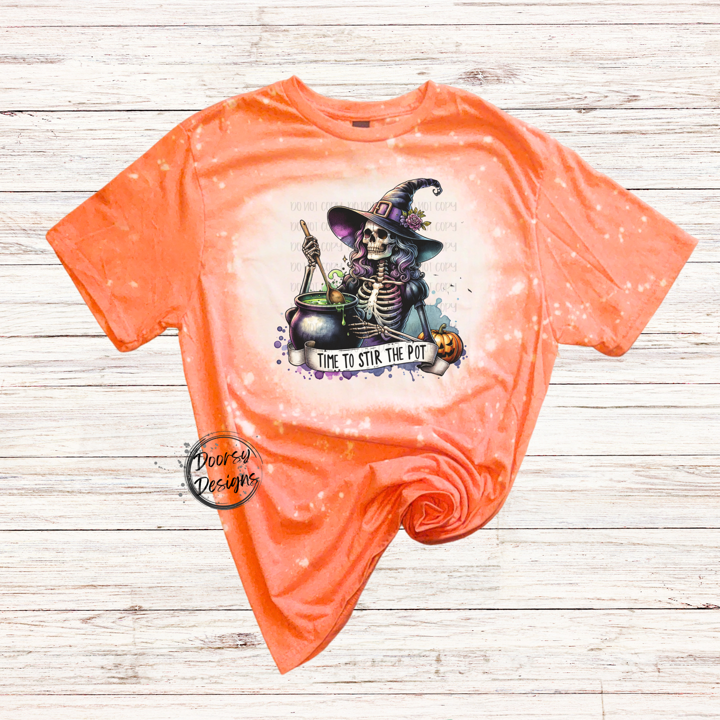 Witch Stir the Pot Bleached Halloween Shirt