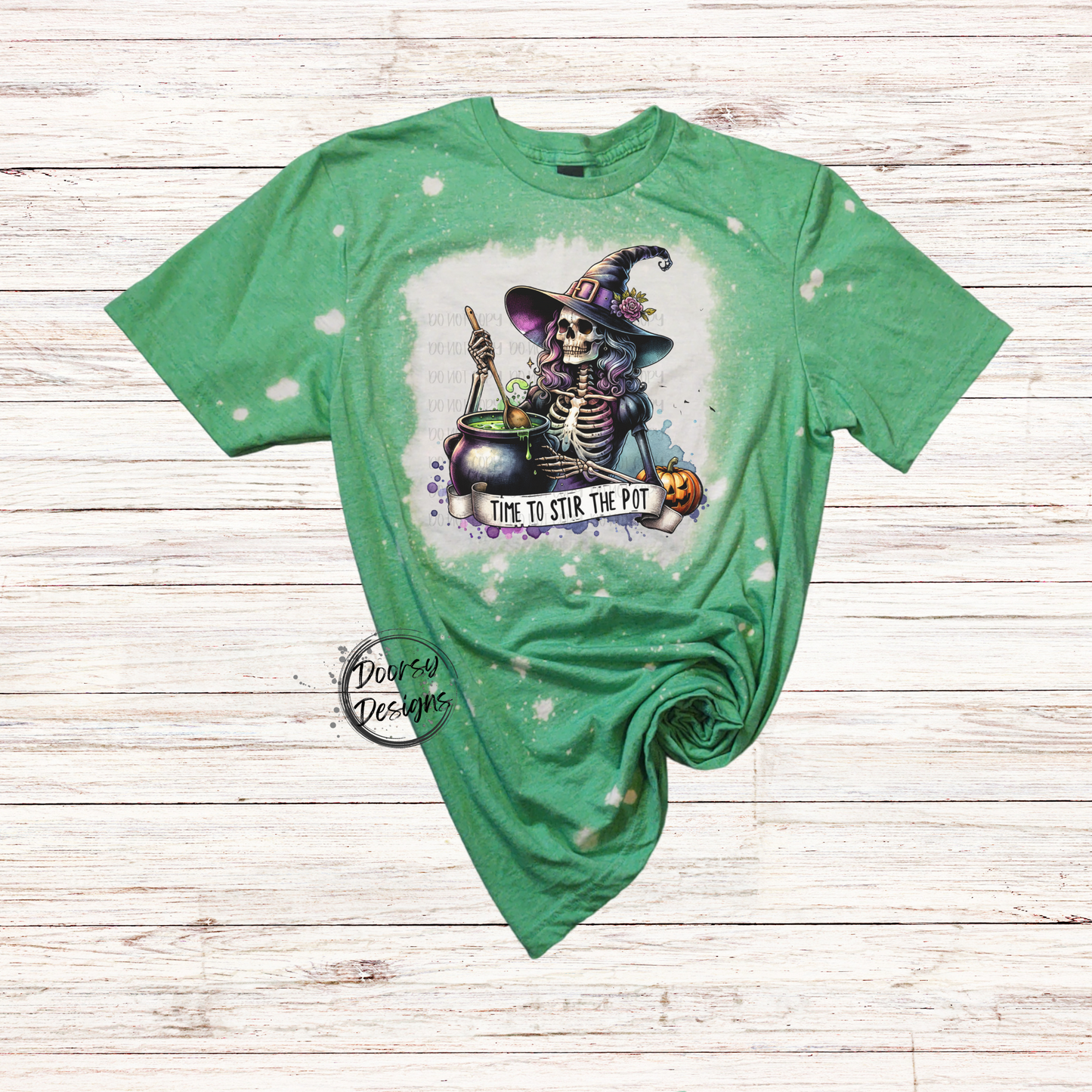 Witch Stir the Pot Bleached Halloween Shirt