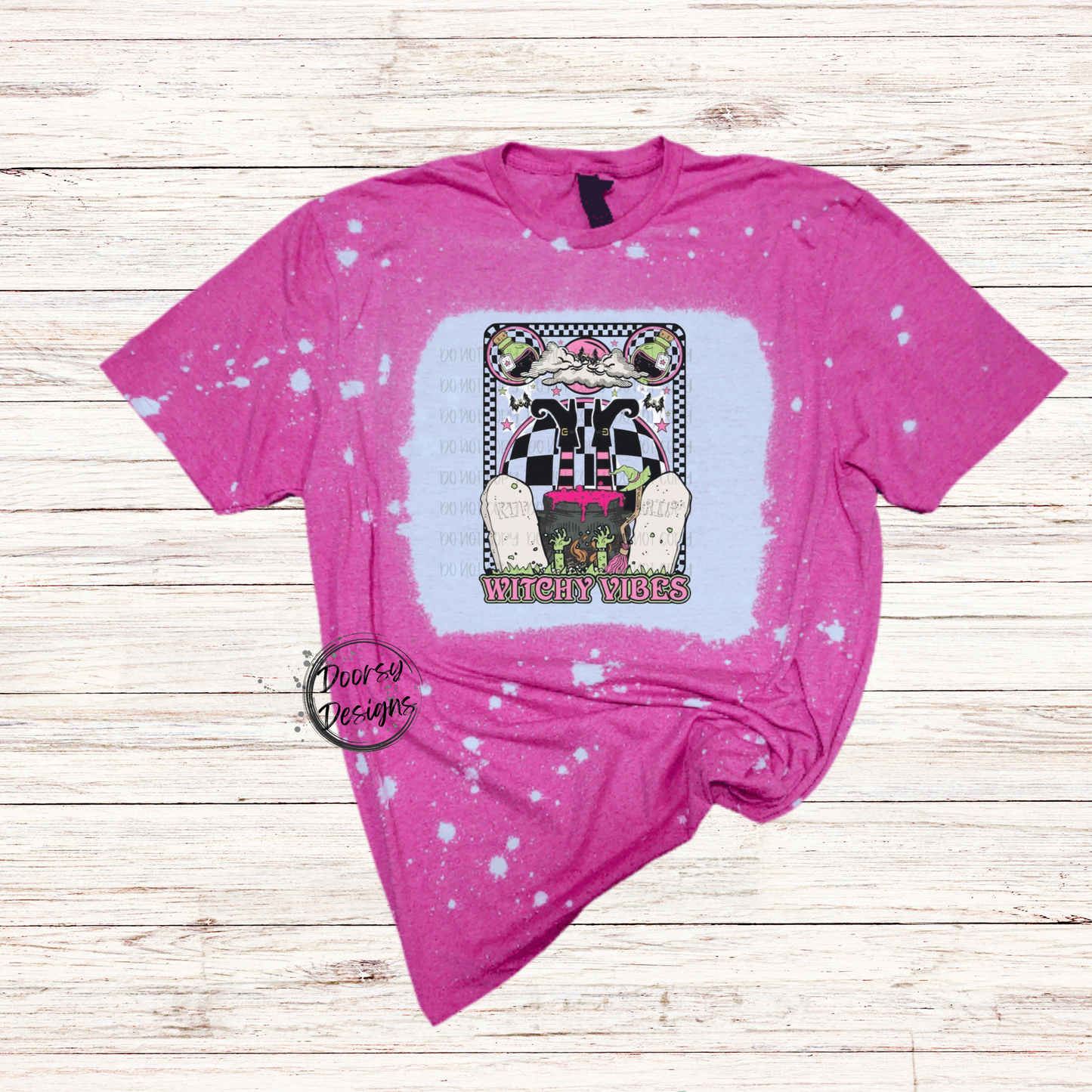 Tarot Card Witchy Vibes Bleached Halloween Shirt