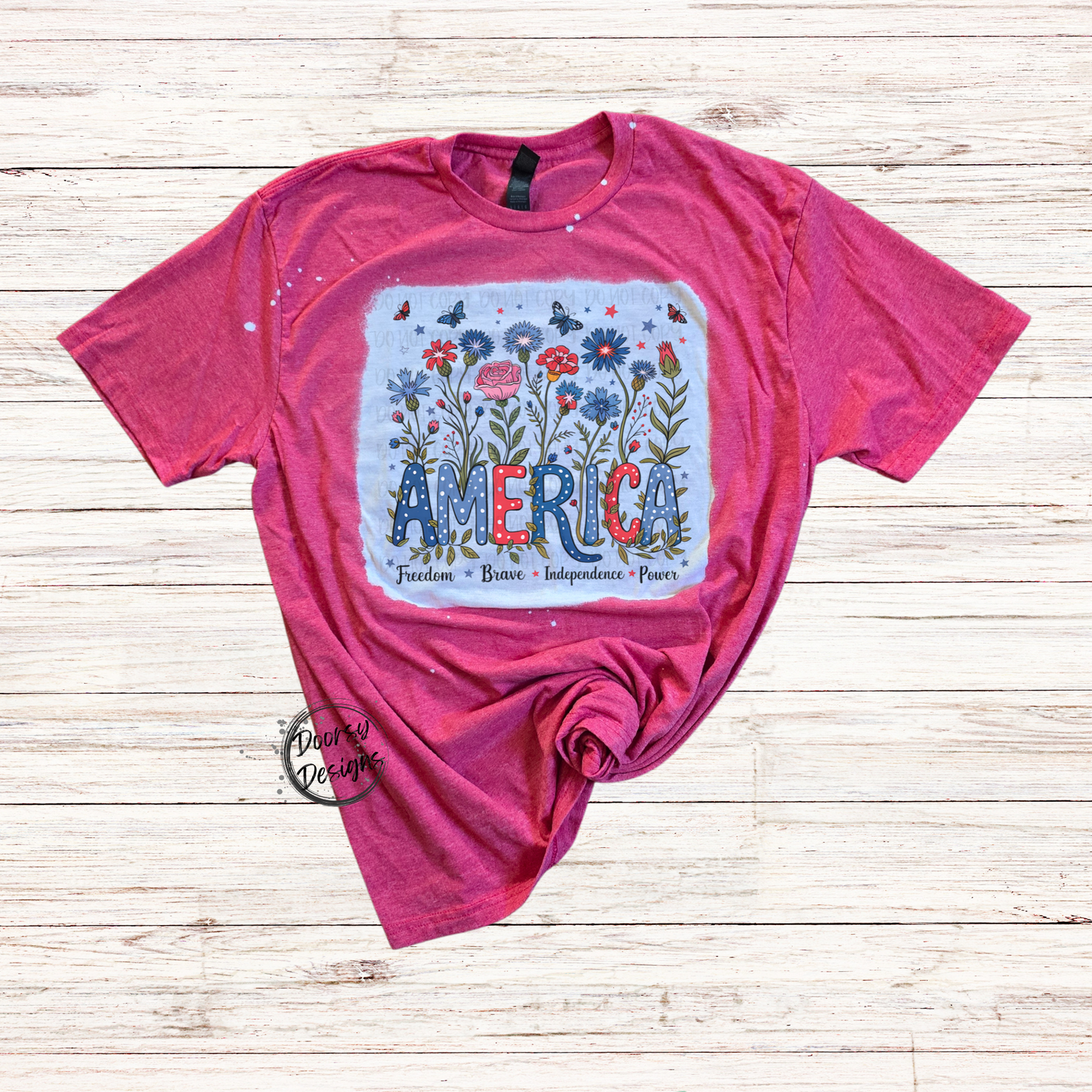 America Wildflower Bleached 4th of July Shirt