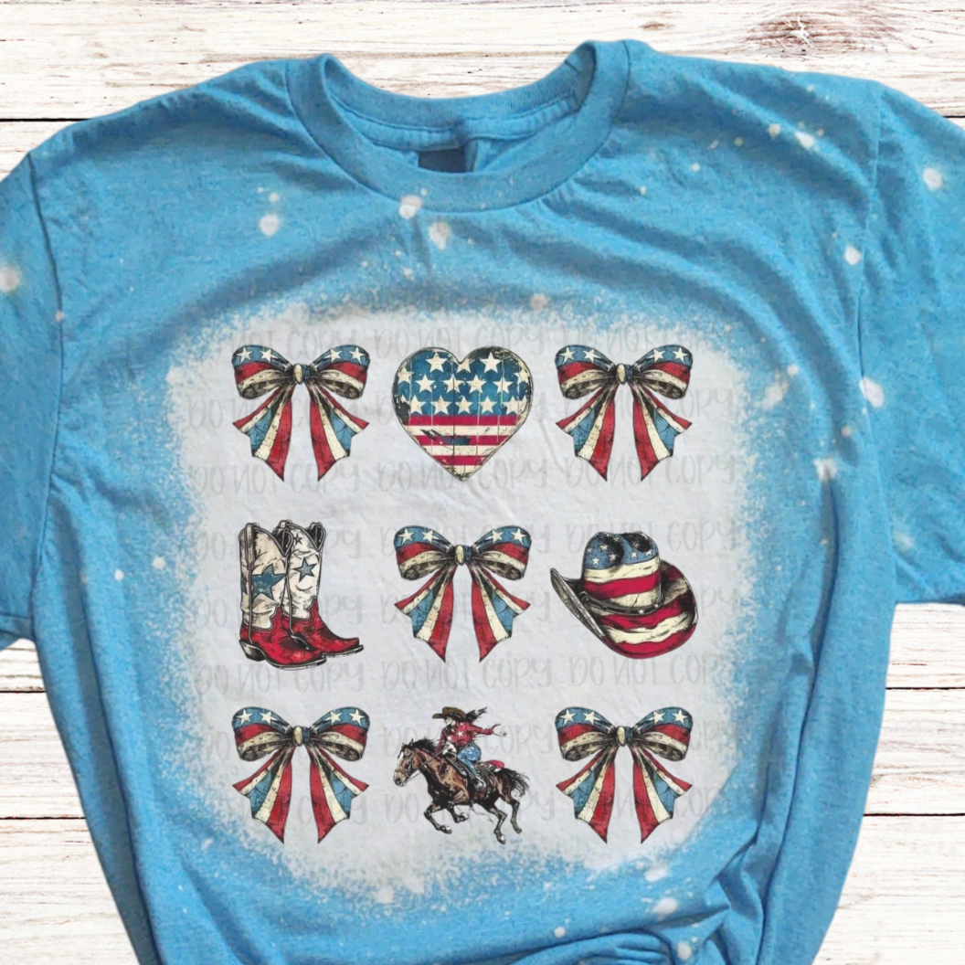Western Bows & Horses Bleached 4th of July Shirt