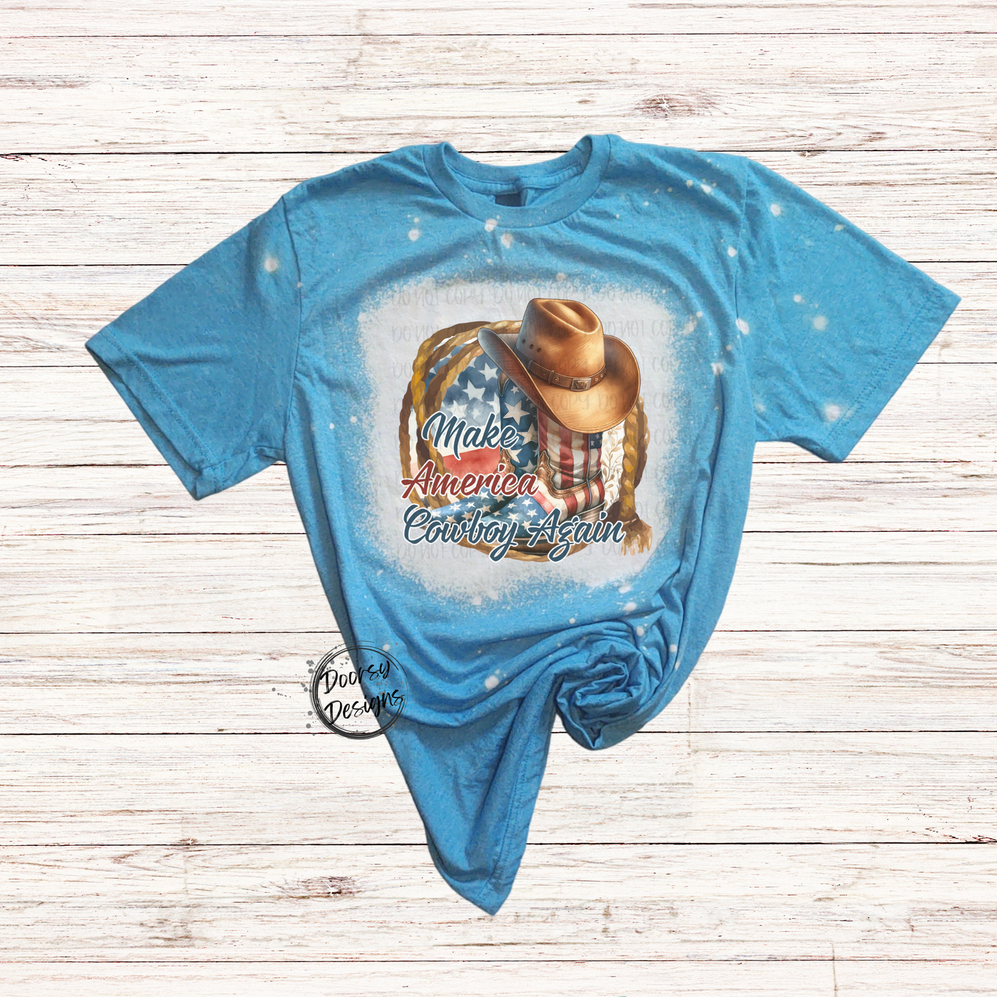 Make America Cowboy Bleached 4th of July Shirt