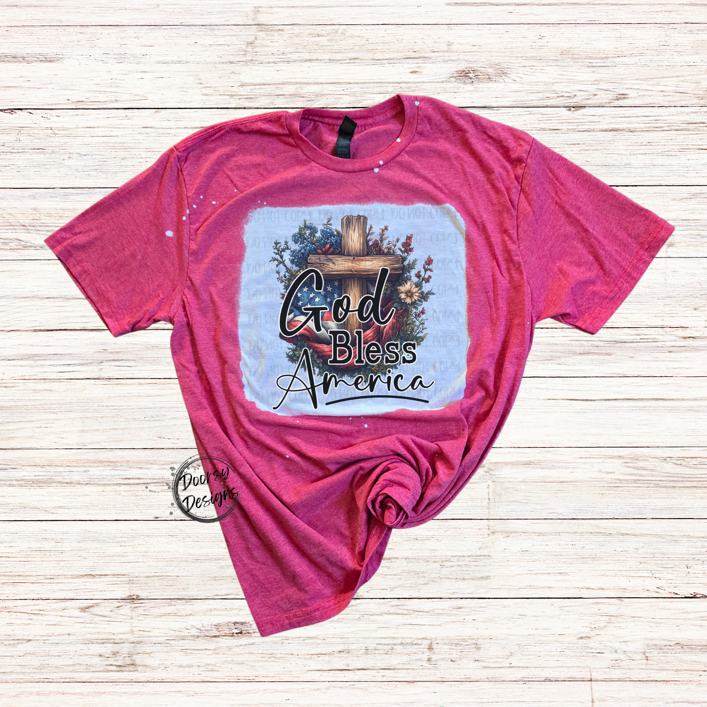 Wildflowers God Bless America Bleached 4th of July Shirt