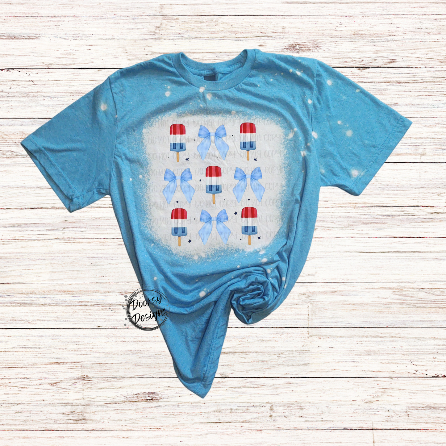 Bows and Popsicles Bleached 4th of July Shirt
