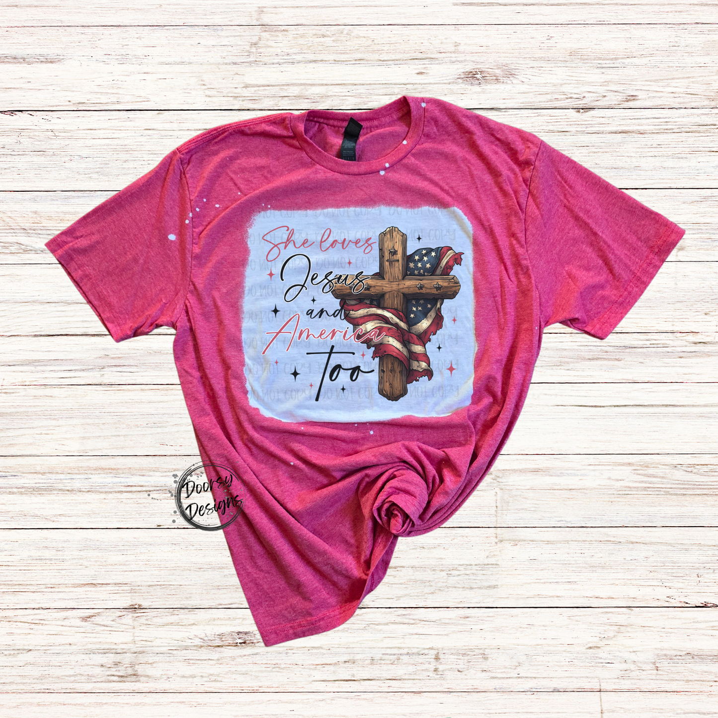 She Loves Jesus and America Too Bleached 4th of July Shirt