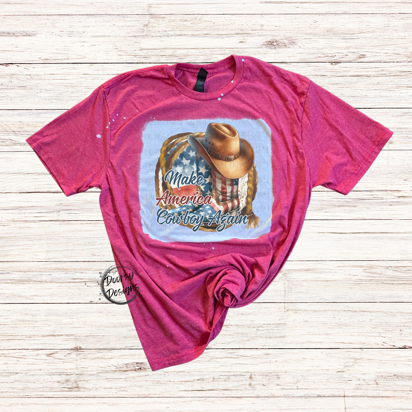 Make America Cowboy Bleached 4th of July Shirt
