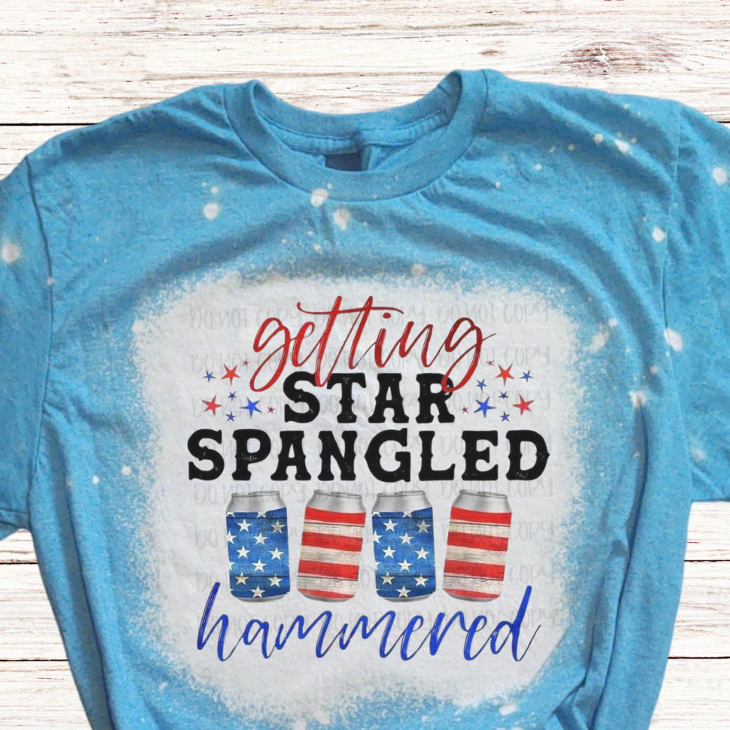 Star Spangled Hammered Bleached 4th of July Shirt