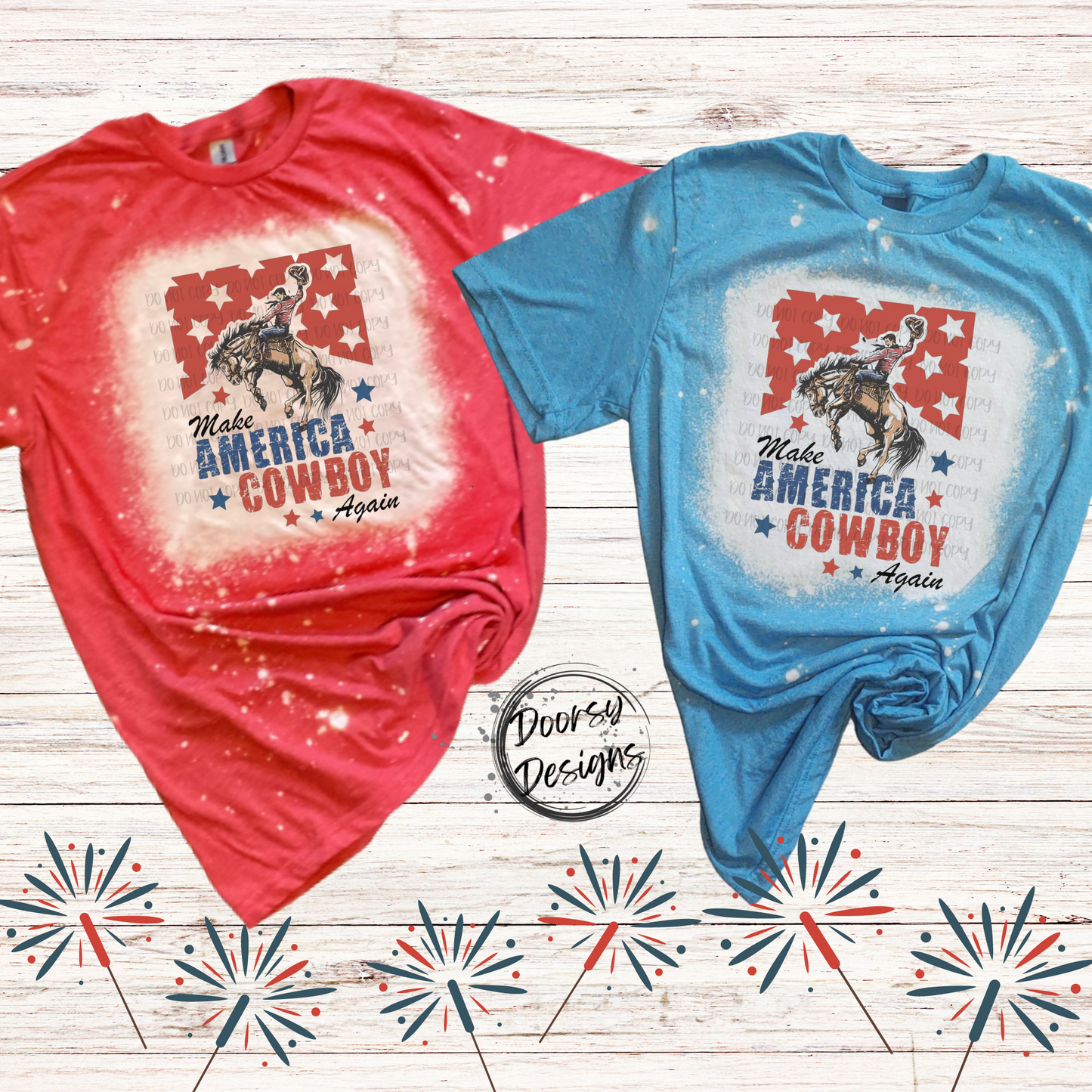 Make America Cowboy Again Bleached 4th of July Shirt