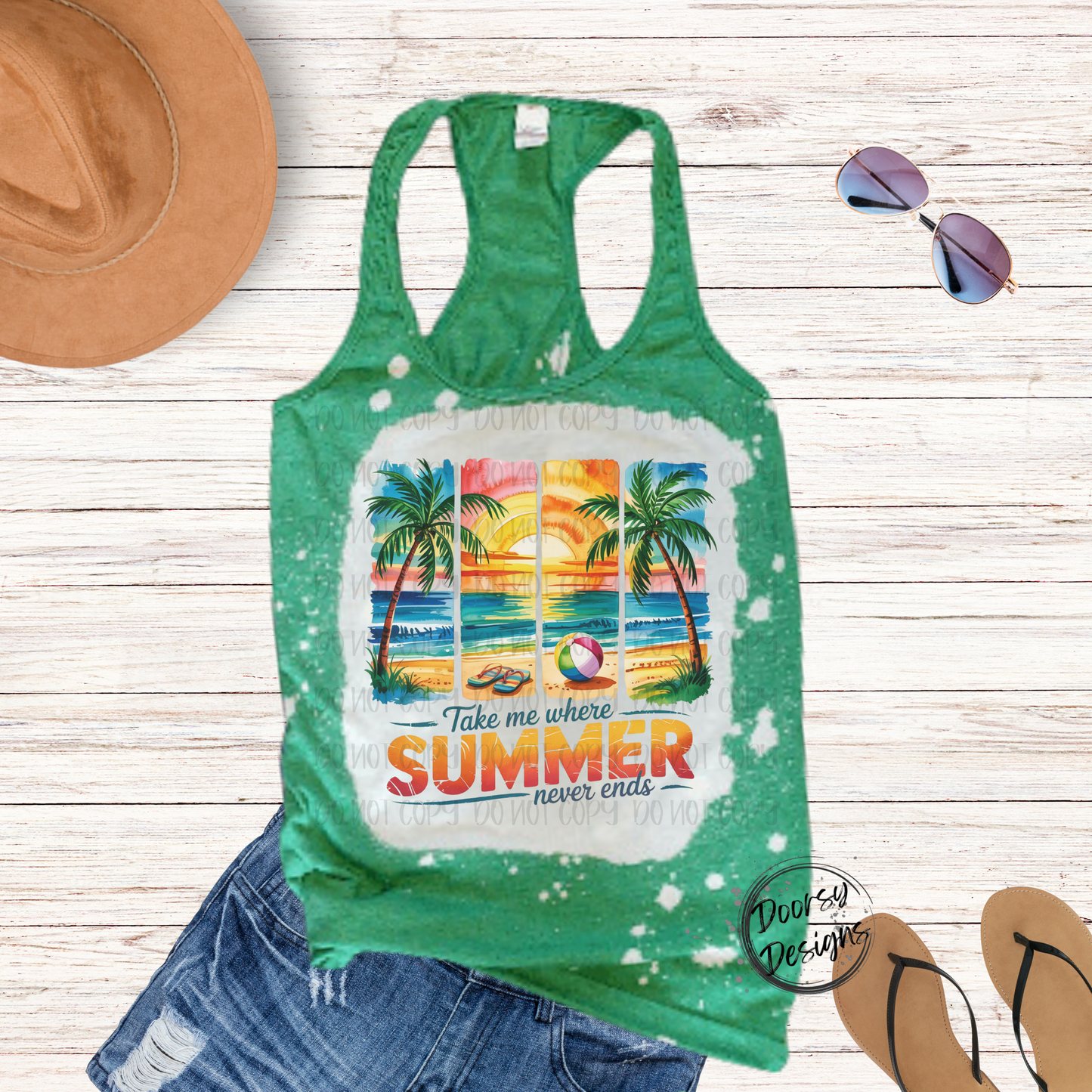 Take Me Where Summer Never Ends Bleached Tank Top