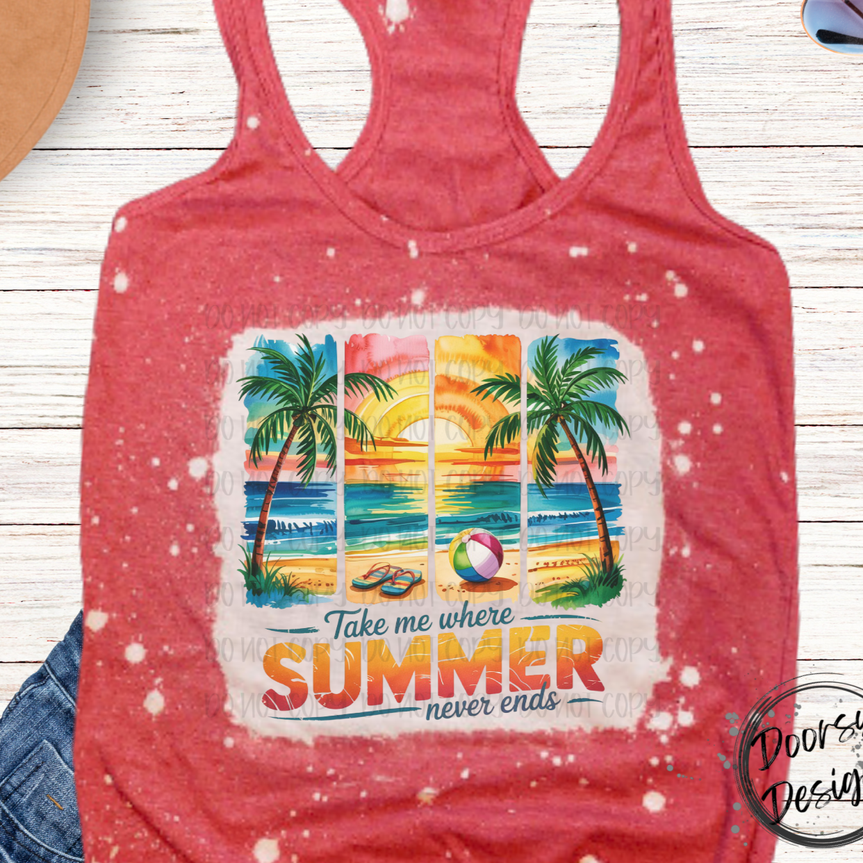 Take Me Where Summer Never Ends Bleached Tank Top