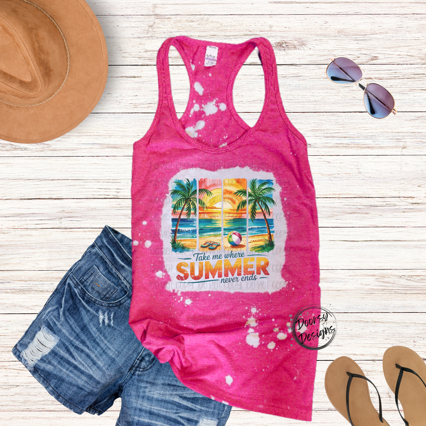 Take Me Where Summer Never Ends Bleached Tank Top