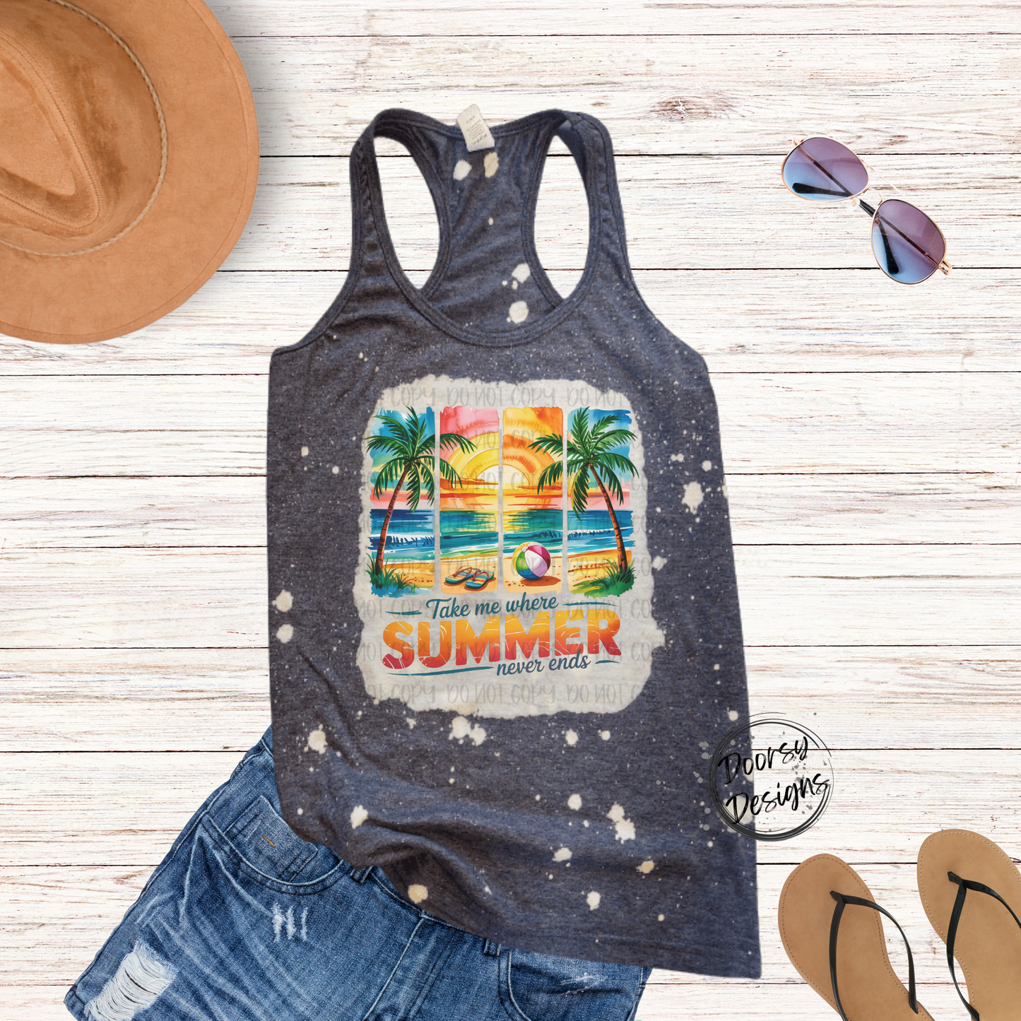 Take Me Where Summer Never Ends Bleached Tank Top
