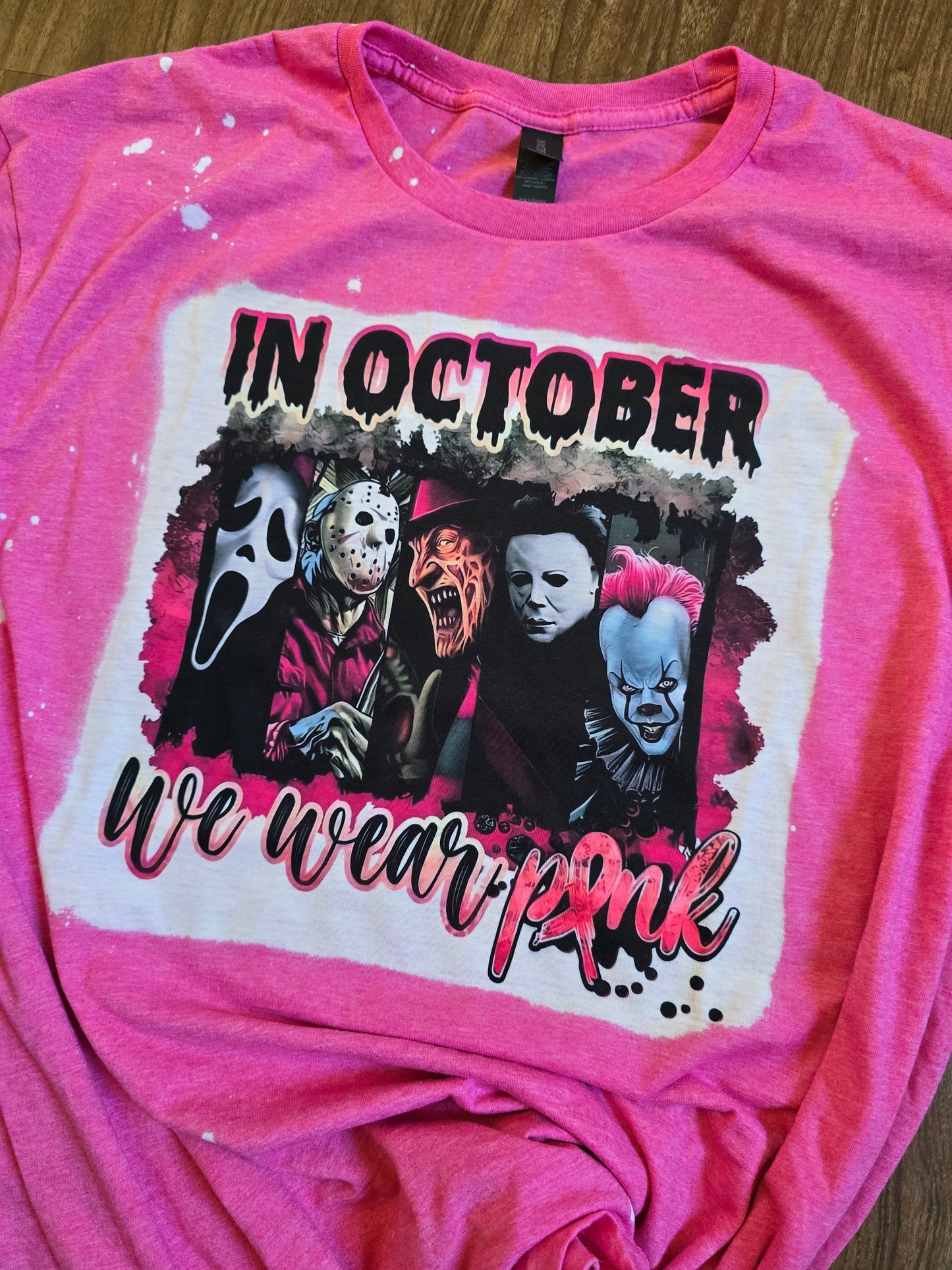 Horror: In October We Wear Pink Bleached Shirt