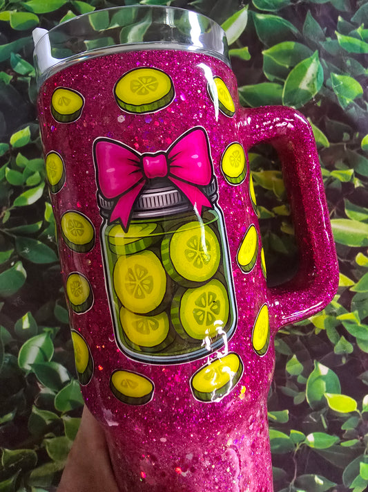 Just DILL with It Chunky Glitter Epoxy 40oz Handled Tumbler