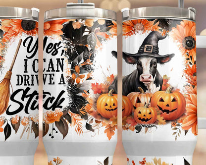 Witch Cow 40oz Sublimation Tumbler with Pumpkins