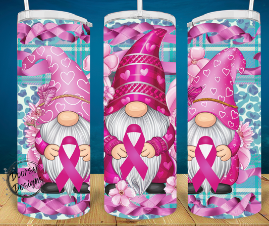 Gnomes Breast Cancer 20oz Sublimation Tumbler Cup